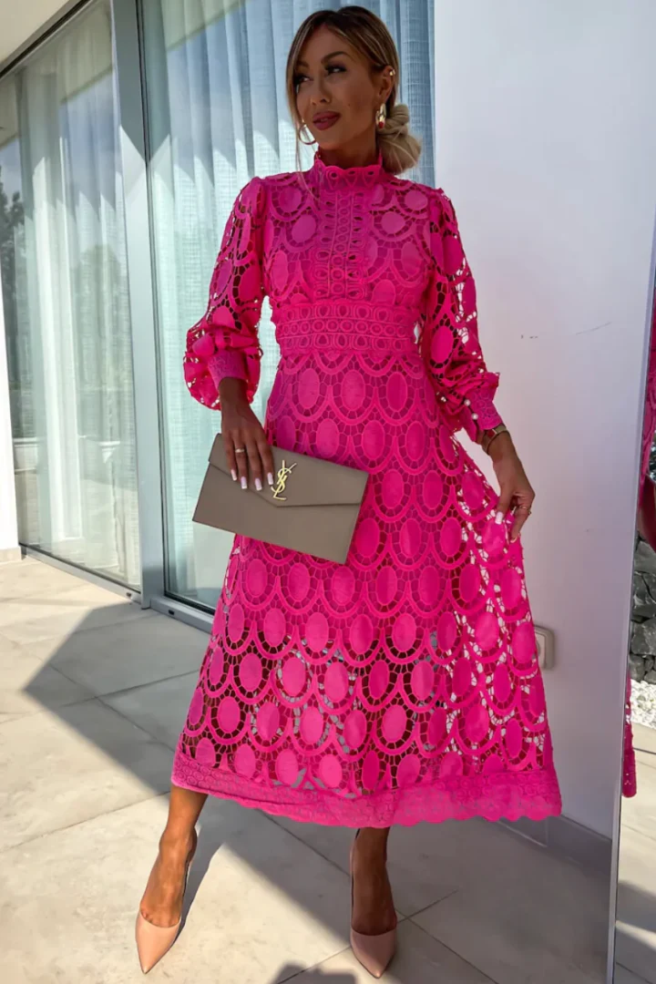 Elena | Elegante vestido midi de encaje