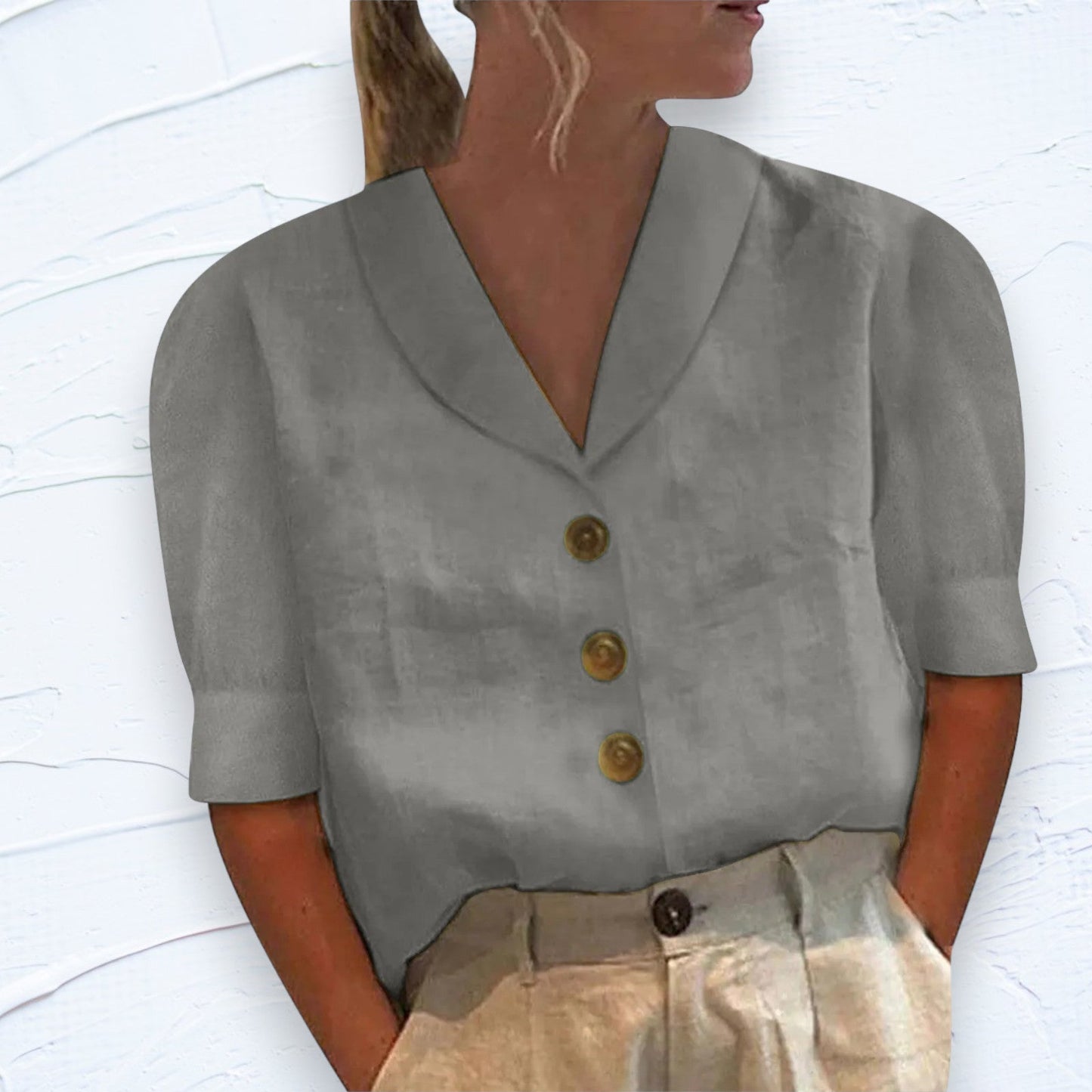 Blusa Retro Chic De Mujer Con Nudo Frontal