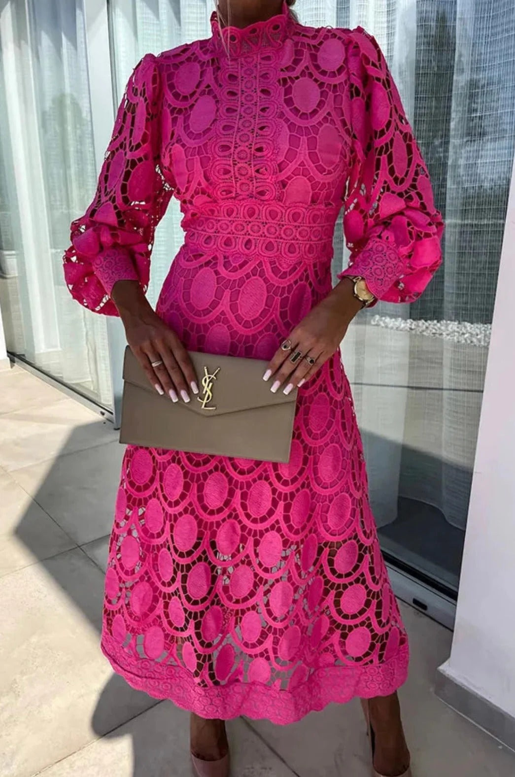 Elena | Elegante vestido midi de encaje